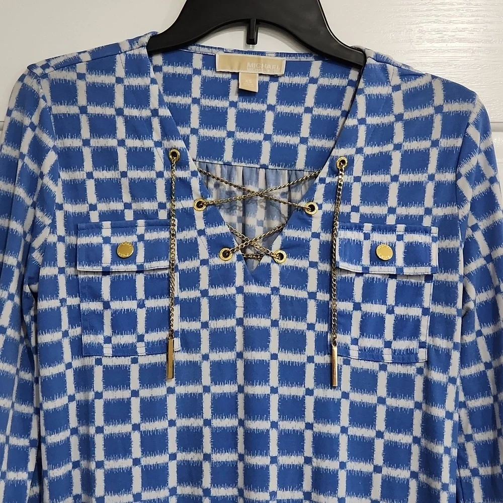 Michael Kors XS Blue Golden Chain Dress